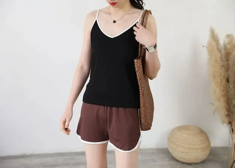 Spaghetti Strap tops Women Halter V Neck Camis Tank Solid color basic sleeveless Camisole Top — image 8