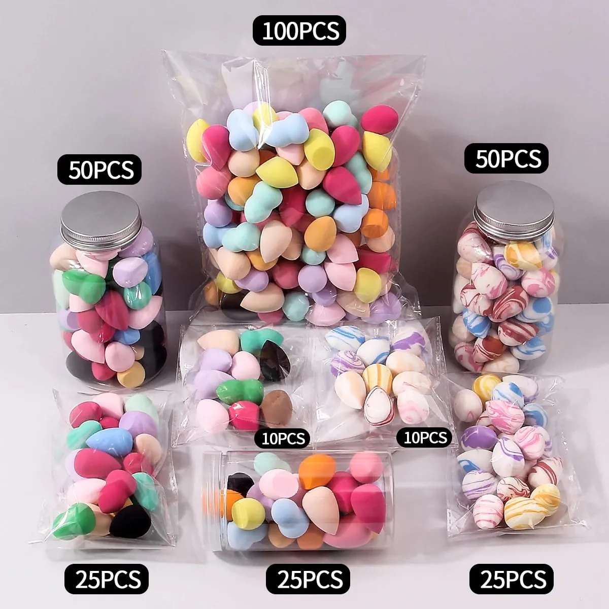 10/25/50/100-Pack Random Color & Shape Makeup Sponges Latex-Free Blending Tools for Liquid/Cream/Powder — image 2