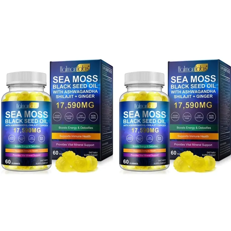 HalmanLabs Sea Moss Black Seed Oil Gummies with Vitamin C and Vitamin D for Immune Health and Vital Mineral Support 60 Gummies — image 8