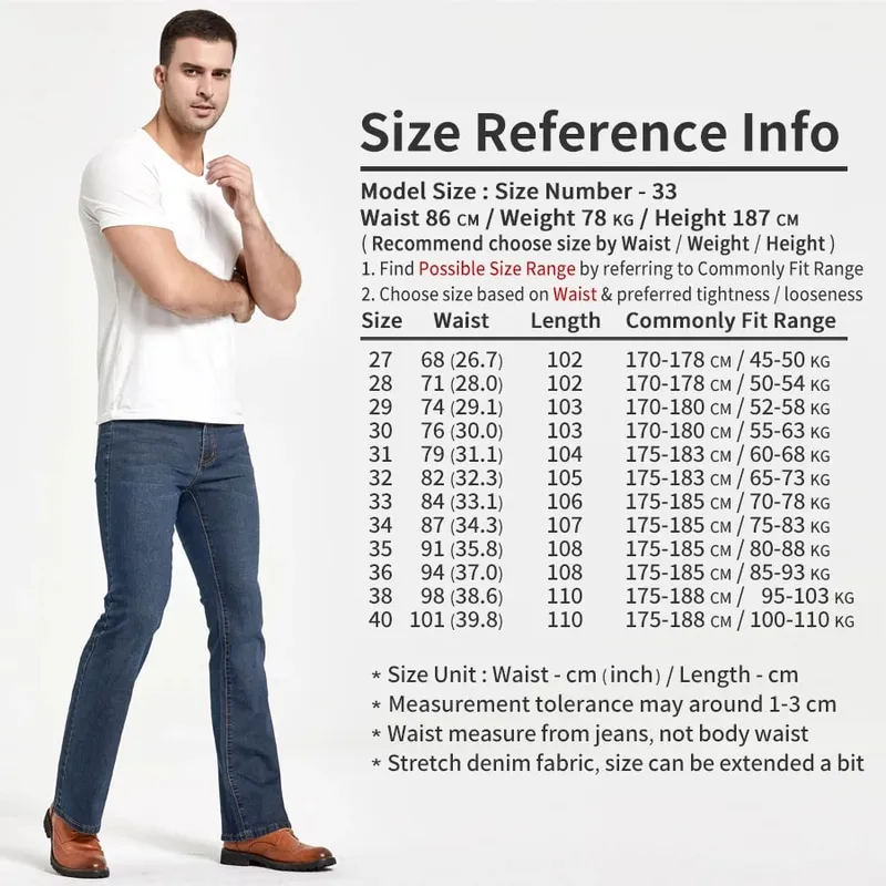Mens Boot Cut Jeans Slightly Flared Slim Fit Blue Black Trousers Designer Classic Male Stretch Denim Pants — image 6