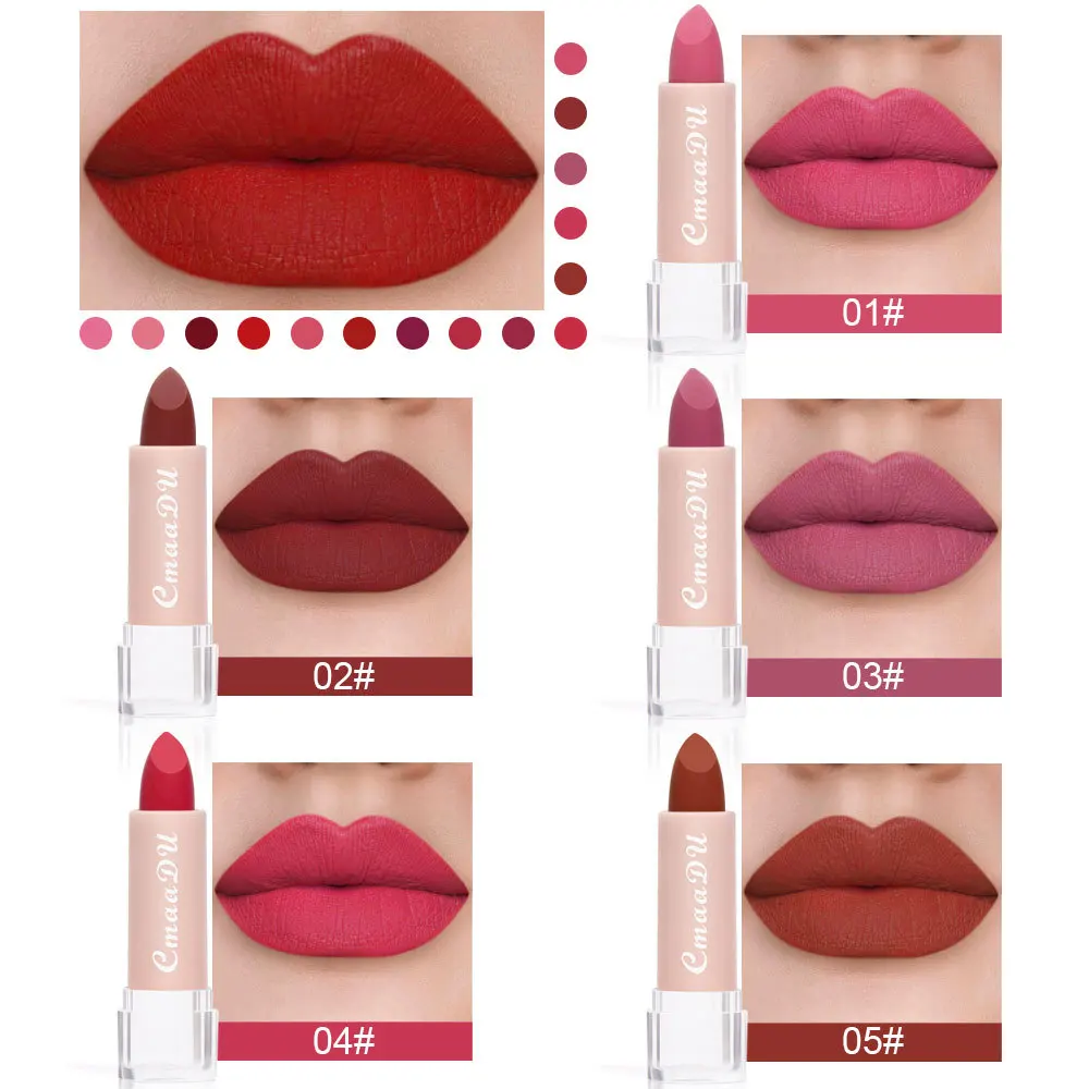 Matte Nude Pink Velvet Lipstick Milk Silky Texture Lips Stick Lasting Waterproof Matte Lipsticks Sexy Red Lipstick Korean Makeup