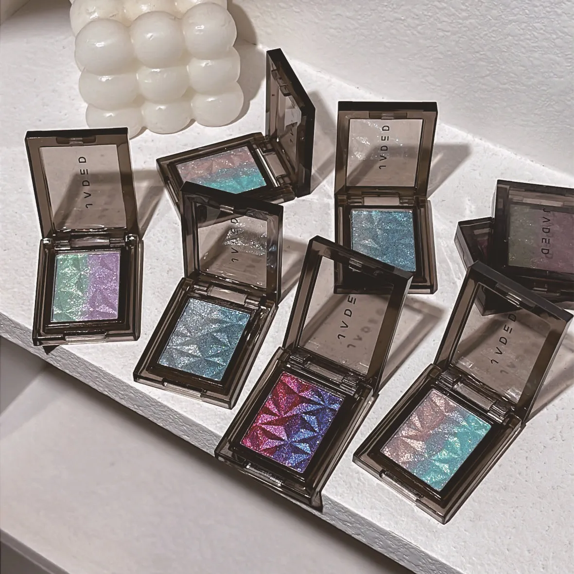 METALLIC Gradient Eyeshadow Palette Silver Blue Punk Smoky Eye Shadow เม็ดสีสูง Pressed สีม่วง Glitter Eyes แต่งหน้า Palette — image 5