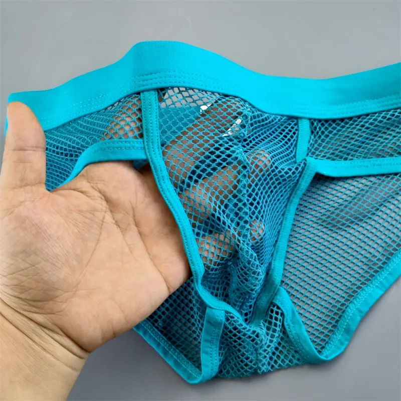 Hollow Out Fishnet Men's U Convex Briefs Breathable Mesh Low Waist Fully Transparent Underwear Perspective Lingerie — image 16