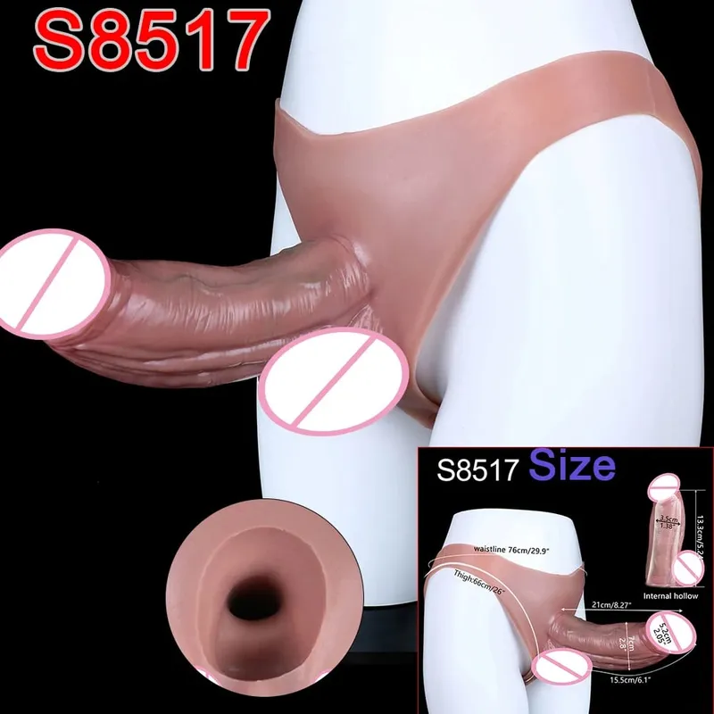 Mandlige Strap-On Long Hollow Dildo Ultra Realistic Penis Extend Sleeve Bukser насадка на член Mandlige Cock Cover Sexlegetøj — image 21