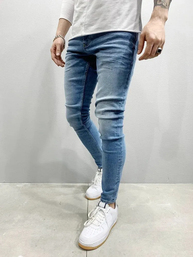 Spring Men Classic Elasticity Pencil Jeans Jean Homme Man Soft Stretch Black Biker Masculino Denim Trousers Mens Solid Pants — image 12