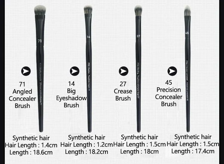 4pcs/set Pro Black Eye Shadow Makeup Brushes Lip Brow Precision Concealer Blending Synthetic hair Smudge Highlight Make Up Brush — image 5