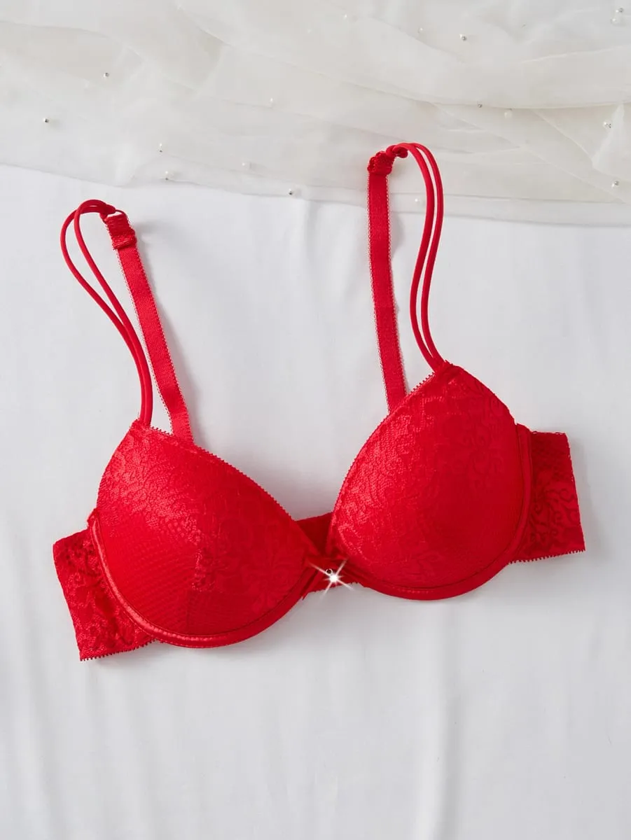 Ensemble de sous-vêtements pour femmes, 4 pièces, soutien-gorge Push Up en dentelle florale, culotte transparente et respirante, élégante, confortable, Lingerie Sexy