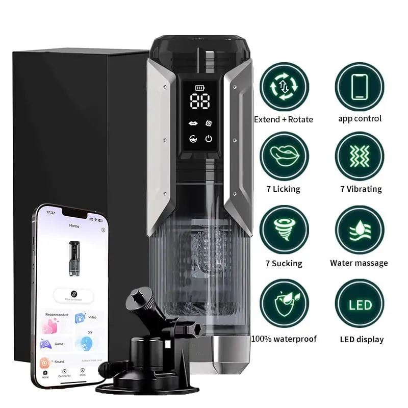 APP LED Automatic Male Masturbator Cup 7 Sucking Rotating Licking Thusting Modes Pocket Pussy Stroker Blowjob Sex Toys For Men