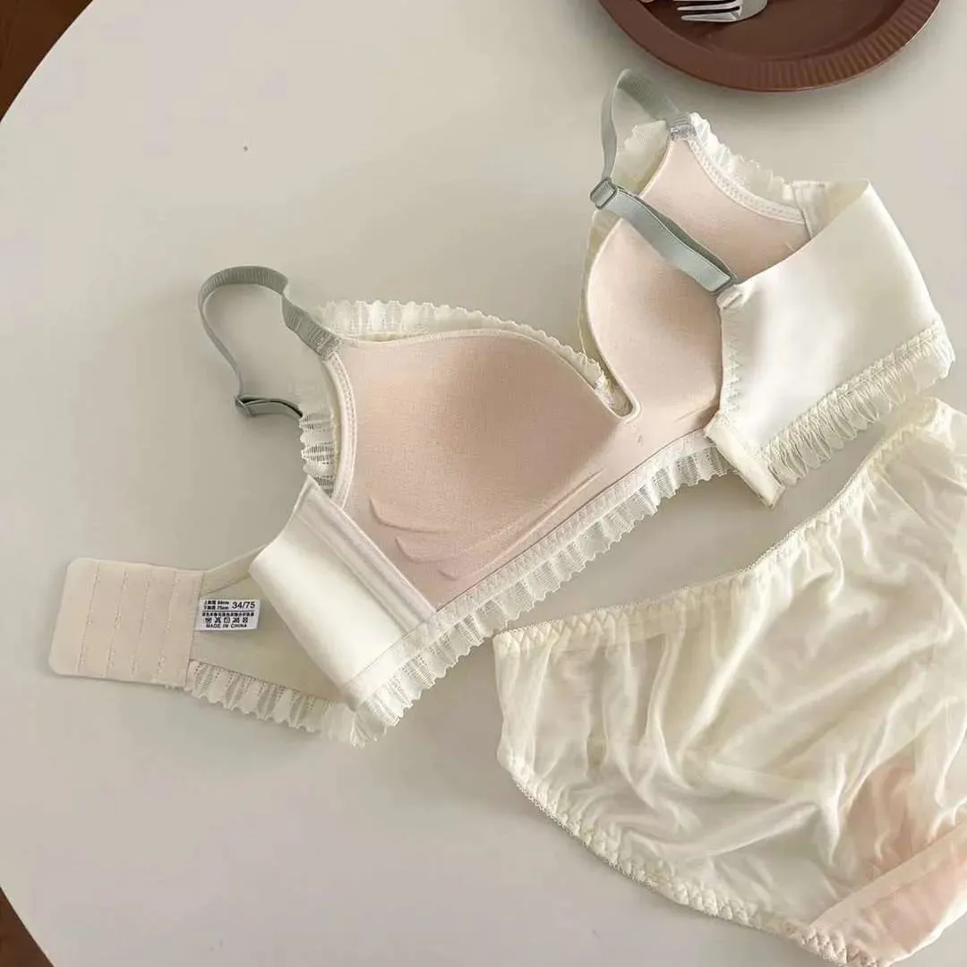 Young Girls Intimates 2026 New Small Comfortable Lingerie Seamless One-Piece Bra And Panty Sets Lace Bow Woman Underwear — image 5