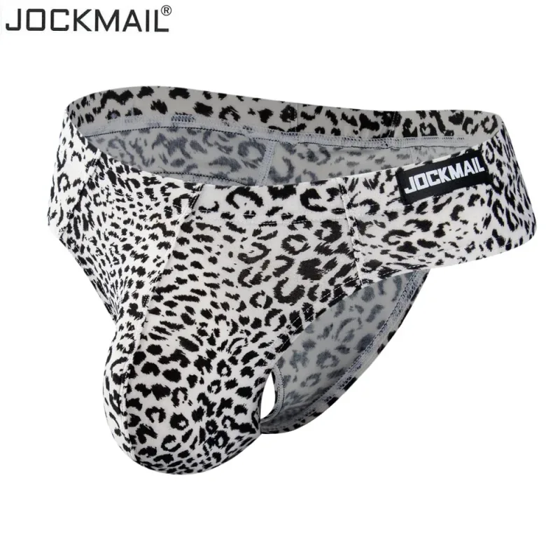 Jockmail Sexy Men Bikini Brief Underwear Leopard Grain Penis Pouch Jockstrap G-strings Thong Cuecas Gay Male Panties Slip Homme — image 3