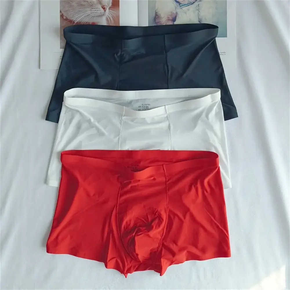 3pcs Ultra-thin Smooth Ice Silk Underwear for Men Seamless Fitness Sports Sexy Boxers Quick Drying Trunk Shorts Plus Size — image 2