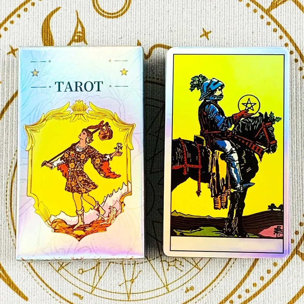 Jeu de Tarot holographique arc-en-ciel classique, 78 pièces, cartes de Tarot irisées avec guide de Divination, carte Oracle pour débutants — image 2