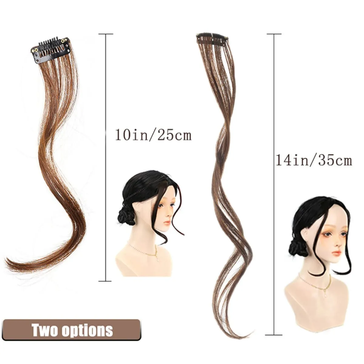 2PC synthetic Bangs Wig Hair Extensions Curly Clip-on Hair Front Side Long Wavy Blone Bangs With Clip Invisible Fringe Fake Hai — image 3