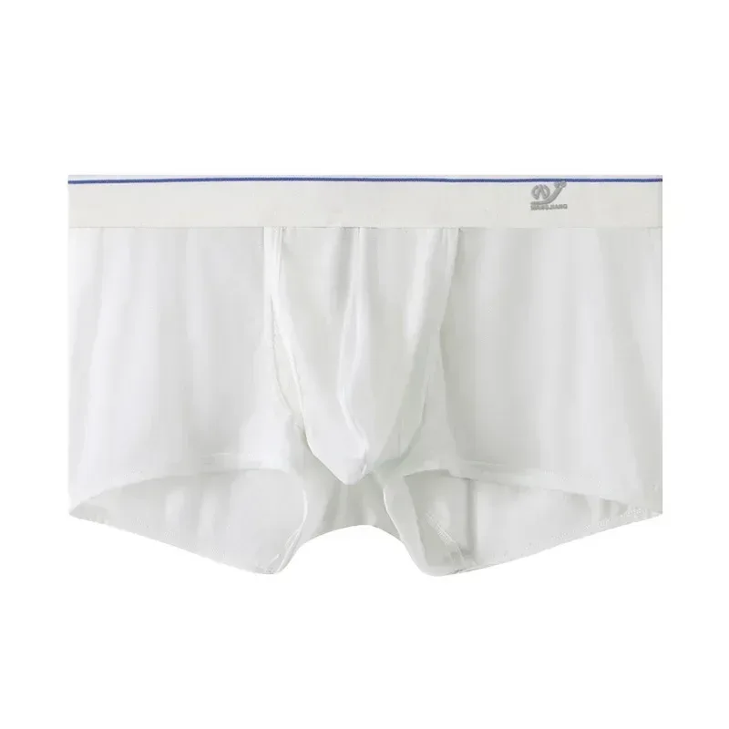 1pc/2pcs Men's Ice Silk Boxers Briefs Sexy Elastic Low Waist Underwear Open Front Soft Pouch Shorts Trunks