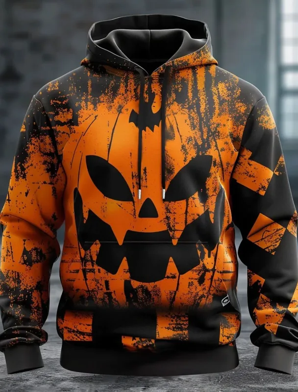 Halloween Men's Graphic Hoodie Pumpkin Prints Classic Casual 3D Pullover Holiday Fashion Hoodies Thin Style Long Sleeve Hooded — image 4