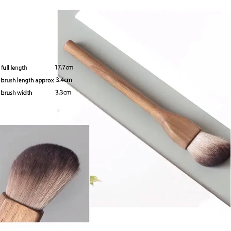 New Retro Wood Handle Makeup Brushes Super Soft Walnut Loose Powder Blush Foundation Contour Brush Cosmetic Makeup Tools — image 8