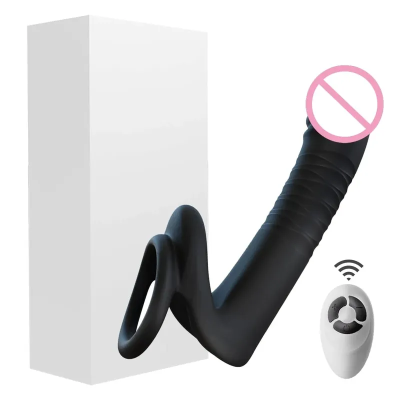 Remote Control Thrusting Anal Stimulator Cock Ring Ejaculation Delay Prostate Massager Anal Vibrator Adult Sex Toys for Men