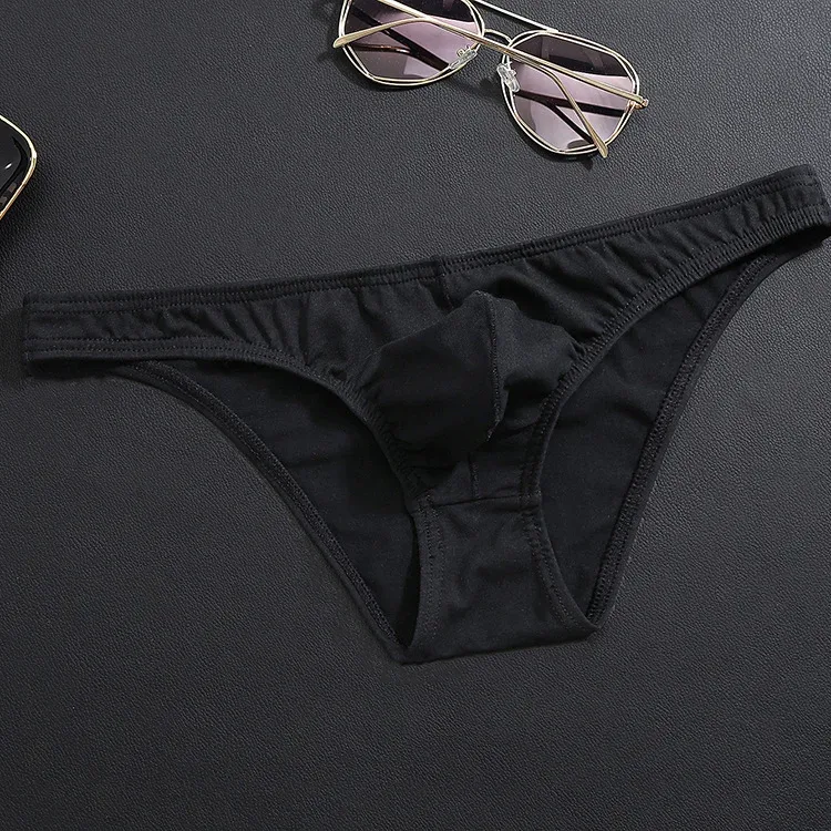 Men's U Convex Pouch Brief Pants for Young Boy Cotton Solid Color Low Waisted Breathable Underwear Sexy Tight Narrow Edged Pants