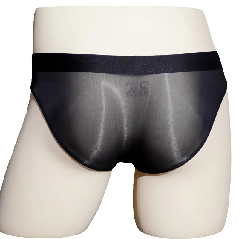 Ice Silk Briefs Men Oil Shiny Underwear Ultra Thin Traceless Underpants Transparent Smooth Bulge Pouch Panties Elastic Knicker — image 2