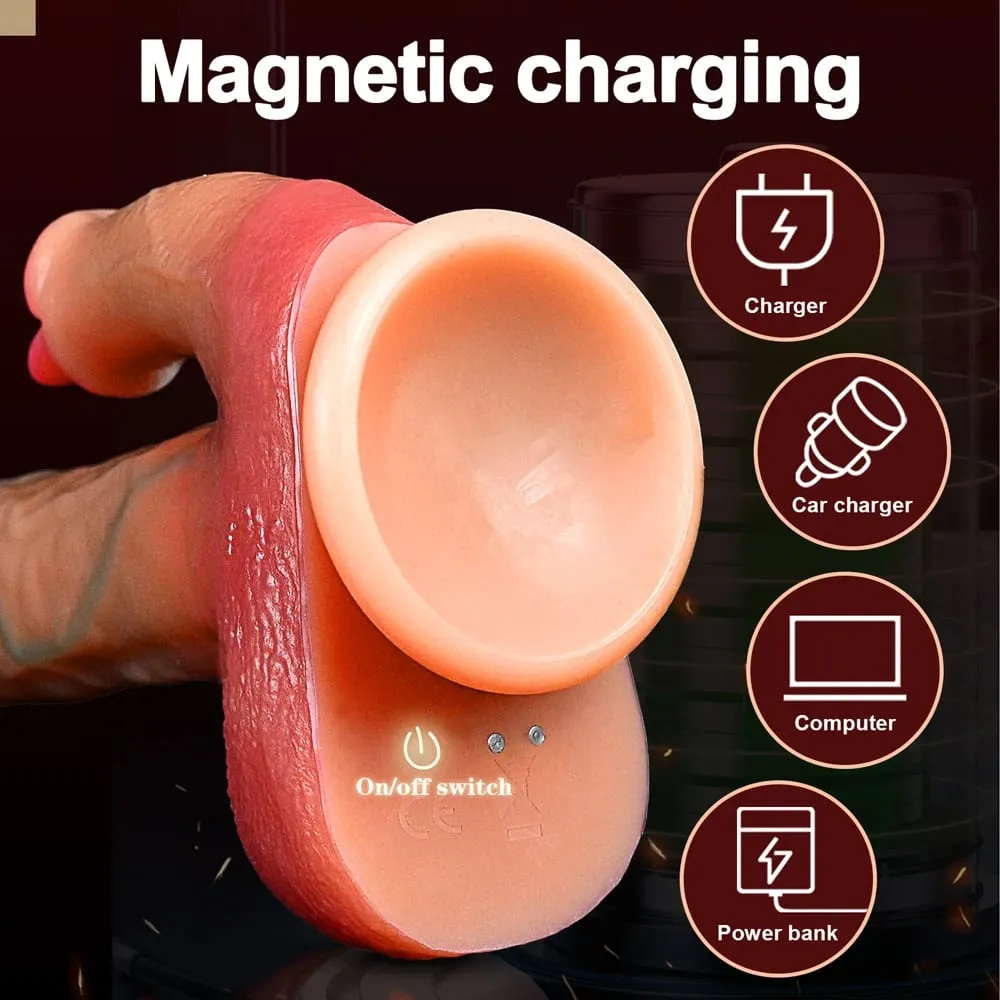 Thrusting Dildo Realistic Dildo Tongue Licking Clitoral Stimulator Sex Toy Vibrator Vagina Anal G-Spot Massager for Women Couple