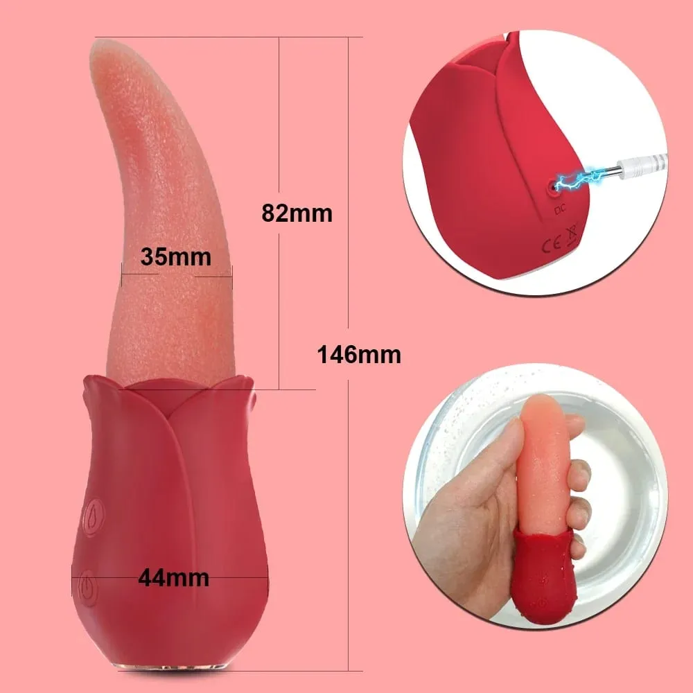 Penggetar Mawar Lidah Menjilat Realistik untuk Puting Wanita Penggetar Rangsangan Klitoris Mainan Seks untuk Pasangan Wanita Dewasa 18+ — image 5