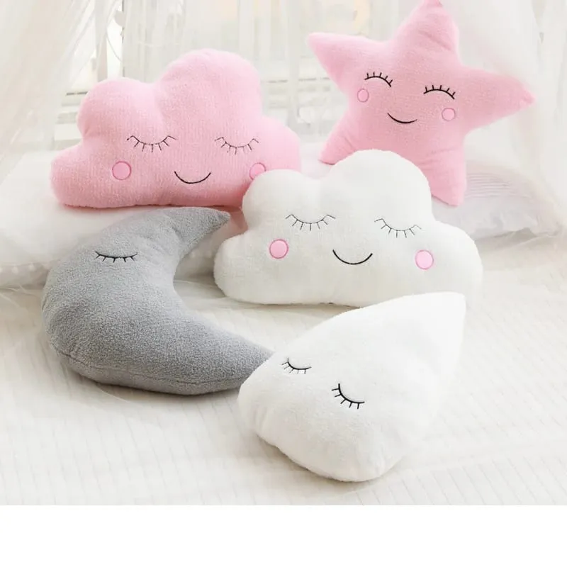 New Stuffed Cloud Moon Star Raindrop Plush Pillow Soft Cushion Toys For Children Baby Kids Girl Christmas Gift Room Car Decor — image 9