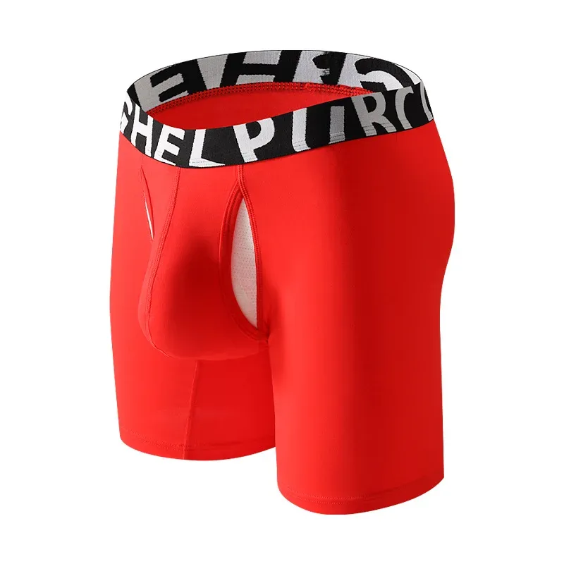 1pc Men's 3/4 Long Boxer Briefs - Inner Sports Underwear, Double-Layer Separate, U-Pouch, Long Length for Wear Inside — image 4