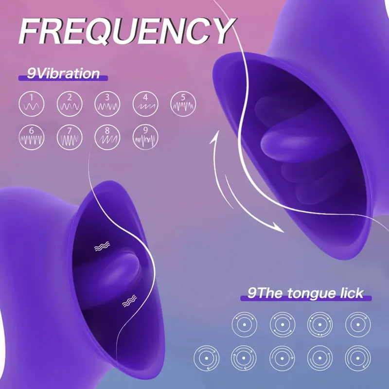 Klitoris Lidah Menjilati Vibrator 9 Kecepatan Puting Klitoris Mainan Seks untuk Wanita Sepong G Spot Orgasme Stimulator Mainan Masturbasi Wanita — image 2