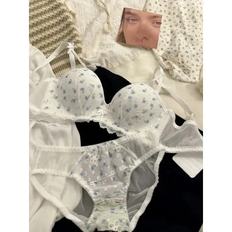 Sexy Floral Bralette For Small Chest Wireless Push Up Bra Anti Sagging Adjustable Comfort Lingerie Teens Girls Underwear — image 6
