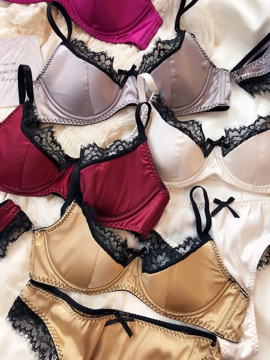 Sexy krajkové tenké košíčkové spodní prádlo pro ženy Sada francouzských podprsenek Push Up Vysoce kvalitní hedvábná tkanina Pohodlné prodyšné spodní prádlo Intimní souprava — image 4