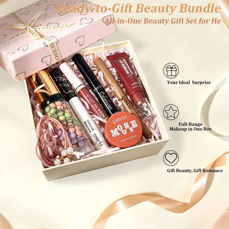 7-piece makeup set lip gloss lip liner blush eyeshadow primer mascara makeup set Christmas gift — image 4