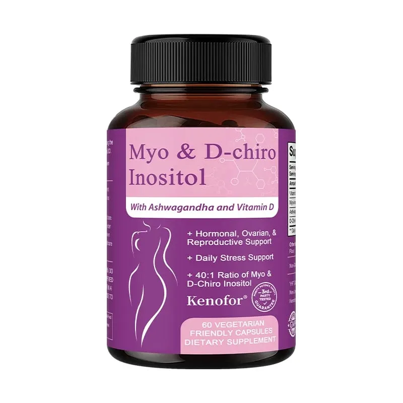 Inositol Supplement with Ashwagandha Improves Muscle Ovarian Function Antioxidant Blood Sugar Balance 120 Veggie Capsules — image 8
