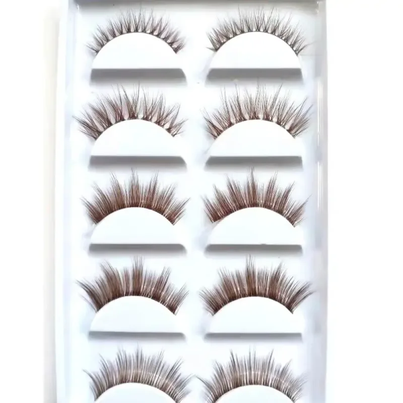 Pink color Lashes Manga Lashes 3D Clear Band Lashes Natural Look Wispy Mink Eyelashes Fluffy Cat Eye Lashes individual Eyelashes