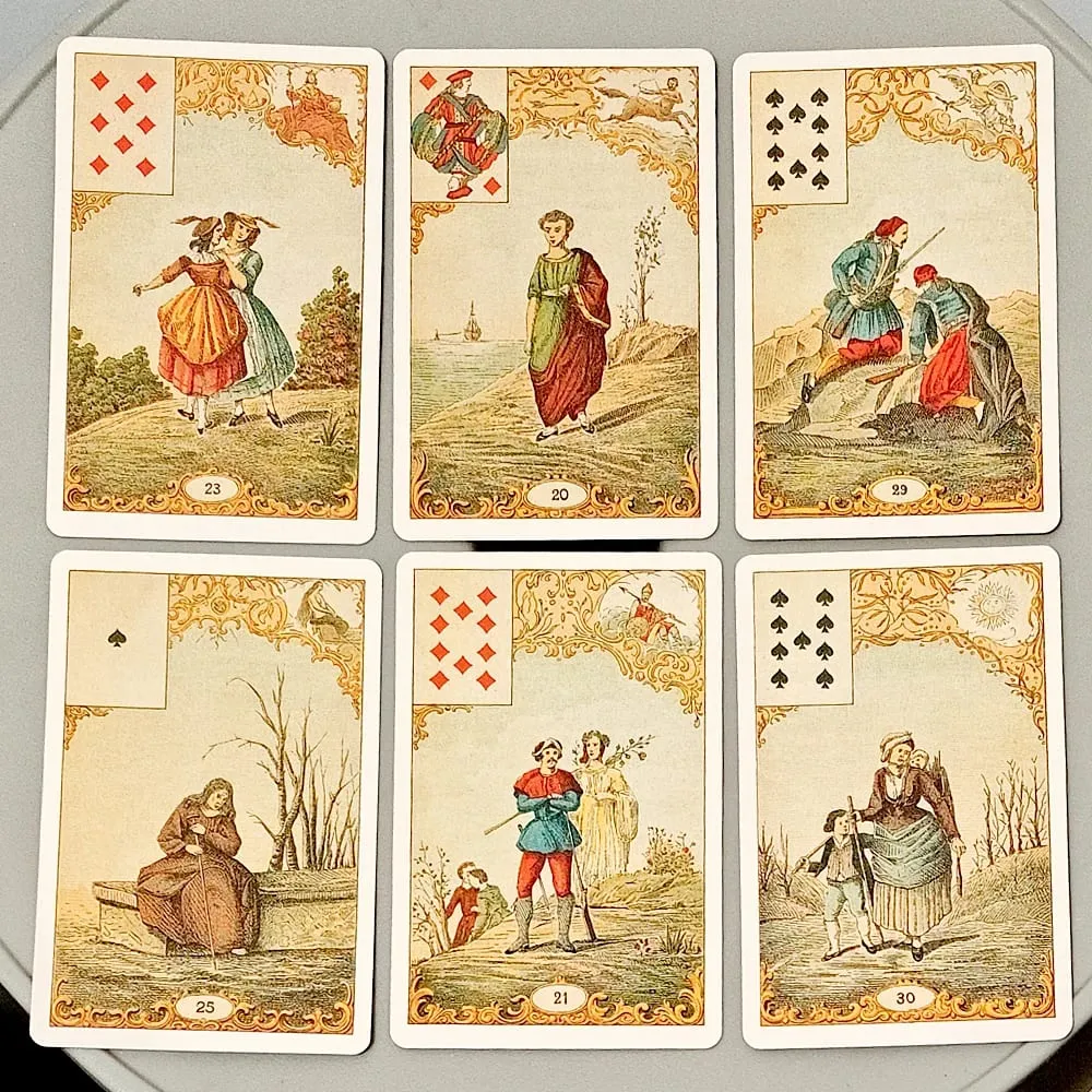 빈티지 골동품 운명 운세 카드 9*6cm 32 카드 오라클 데크 Le Jeu Du Destin 골동품 전통 Cartomancy 카드 — image 4