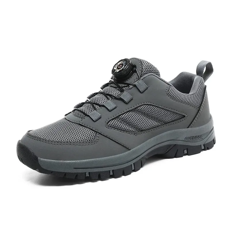 Male Sneakers Stylish Rotating Buckle Hiking Boots Solid Color Comfortable Non-slip Sporty Shoes Plus Size Men Shoes Leather — image 8