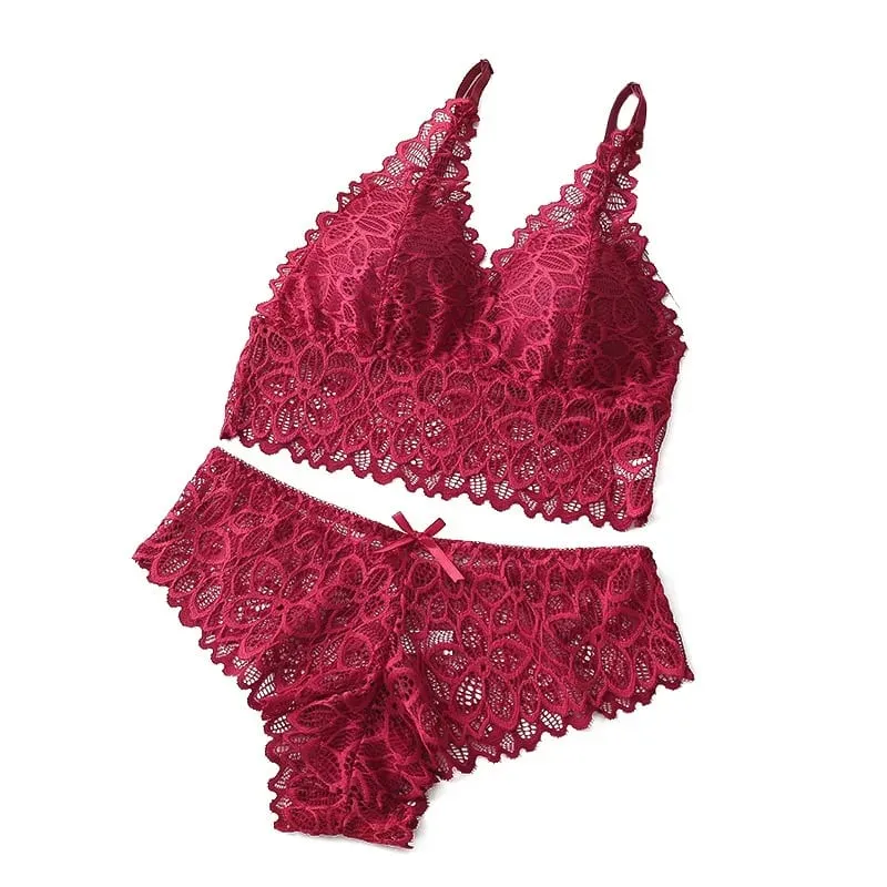 Sexy Spitze Frauen Unterwäsche Set Nahtlose Draht Frei Bh-Sets Aushöhlen Bh und Panty Sets Für Frauen Stickerei Dessous dessous