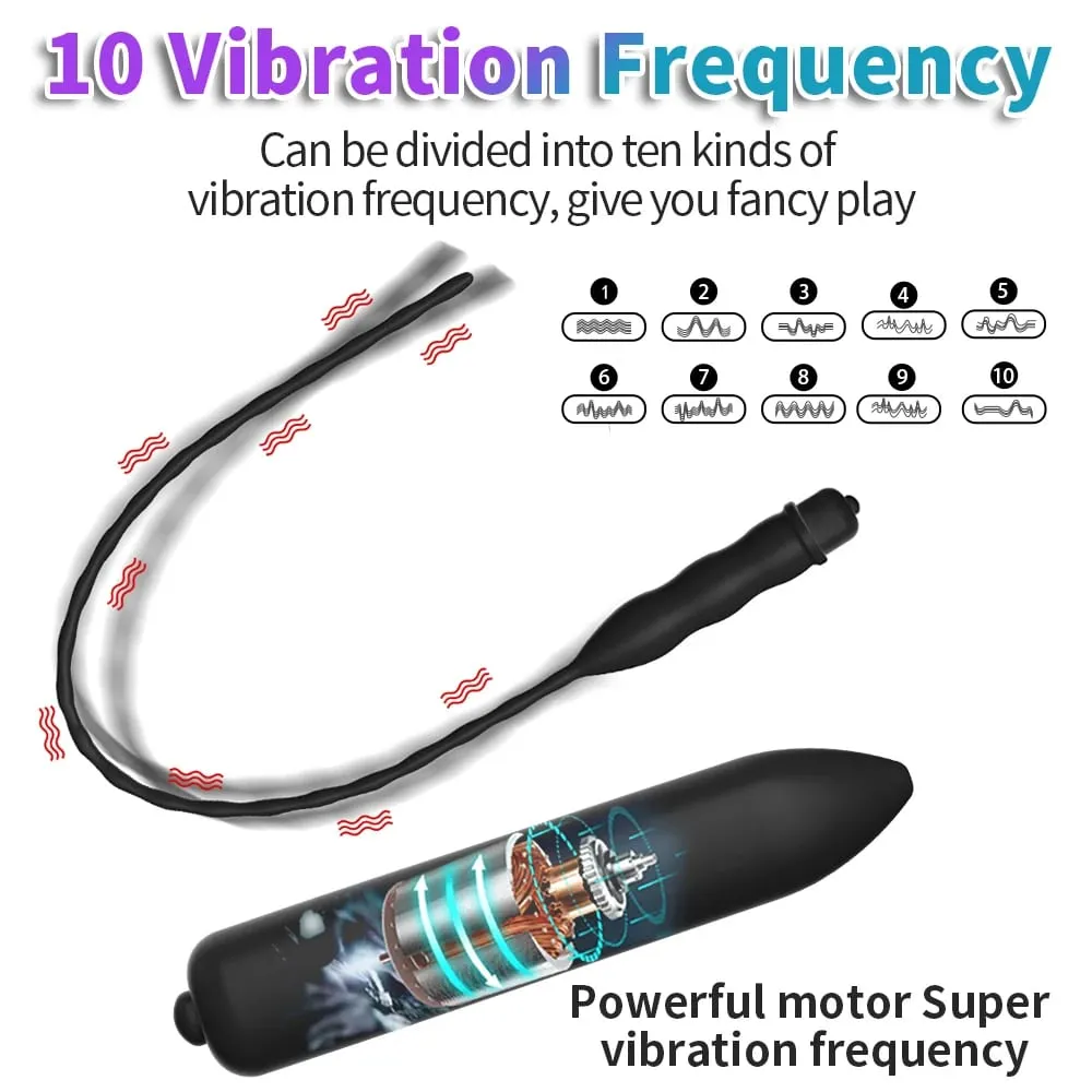 10 Frequency Urethral Vibrator Horse Eye Stimulator Sounding Penis Plug Insert Catheter Expander Male Masturbator Sex Toys — image 2