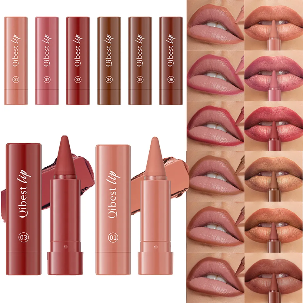Twist Up Lip Liner Lipstick Pen Multipurpose Powder Blusher Velvet Matte Waterproof Lip Contour Non Stick Cup Lip Rouge Makeup