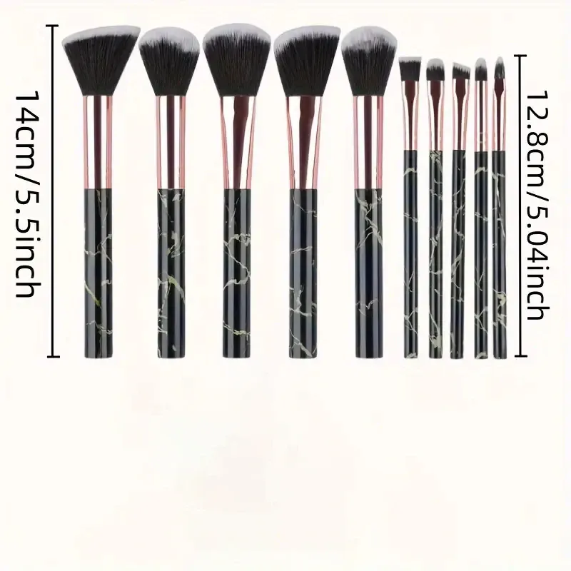10 Pcs Marble Makeup Brushes Premium Synthetic Kabuki Foundation Blending Face Powder Blush Concealers Eye Shadows Brushes — image 6