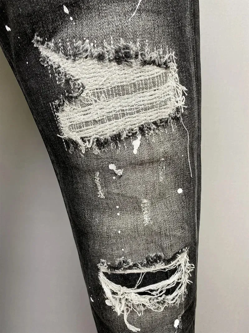 D2 Jeans da uomo Pantaloni in denim Pantaloni a matita slim con foro Bottoni in metallo Classici per feste Nero alla moda DSQ2 JENAS — image 6