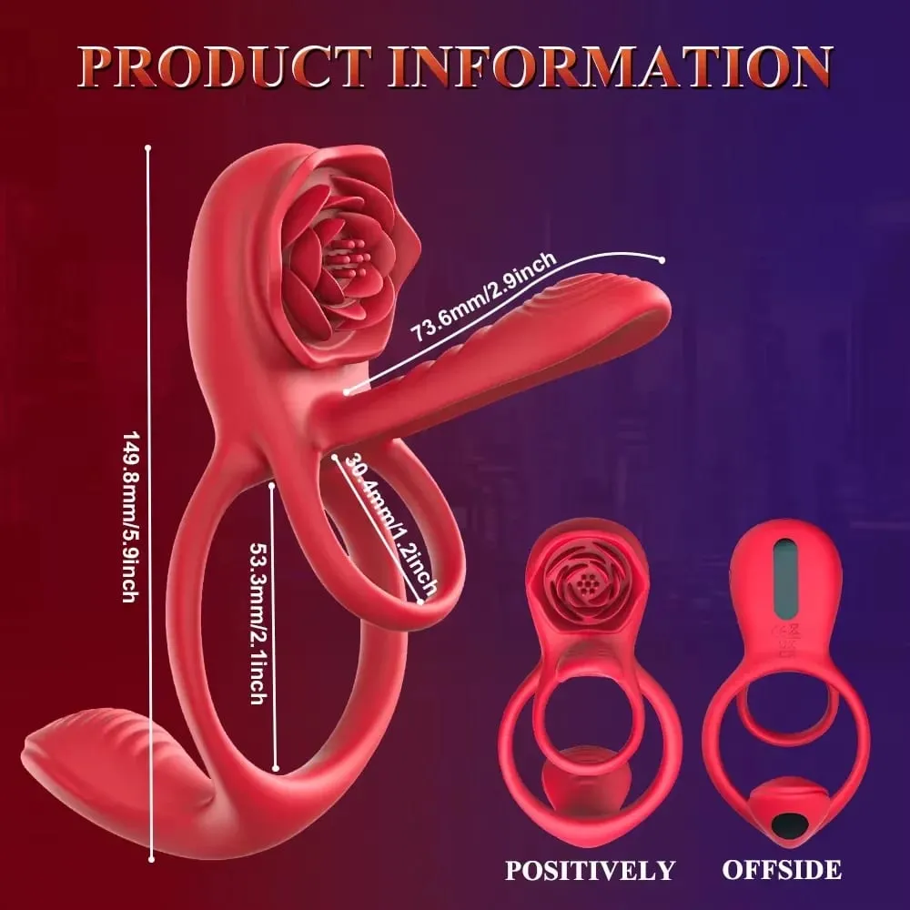 Rose Vibrating Cock Ring Penis Sleeve Vibrator G-spot Clitoral Stimulator 10 Vibration Sex Toy for Adult Men Clitoris Vibrator