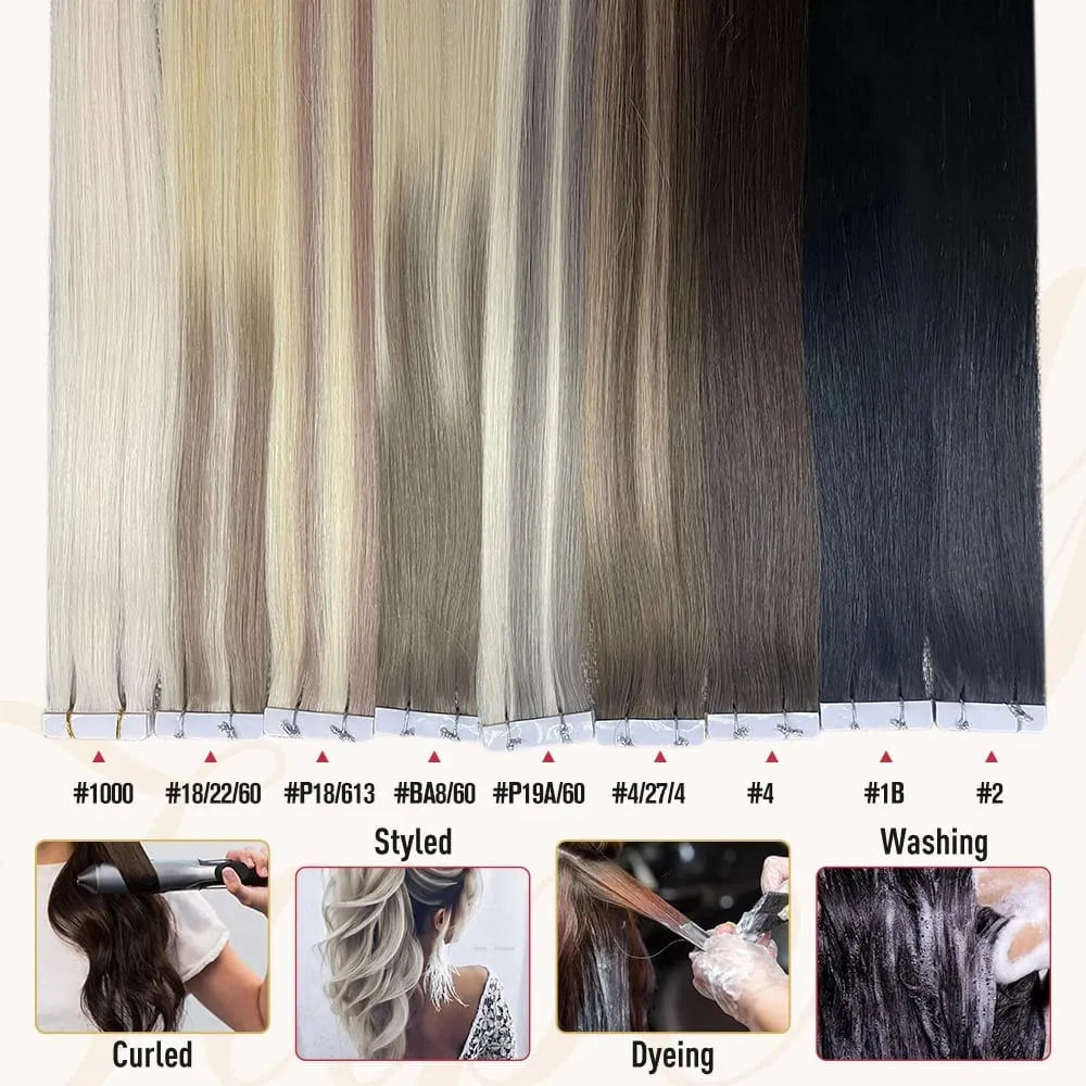 Moresoo Seamless Hair Injection Tape in Extension Real Human Virgin Hair Brazilian Straight Invisible Tape in Hair 10A Grade
