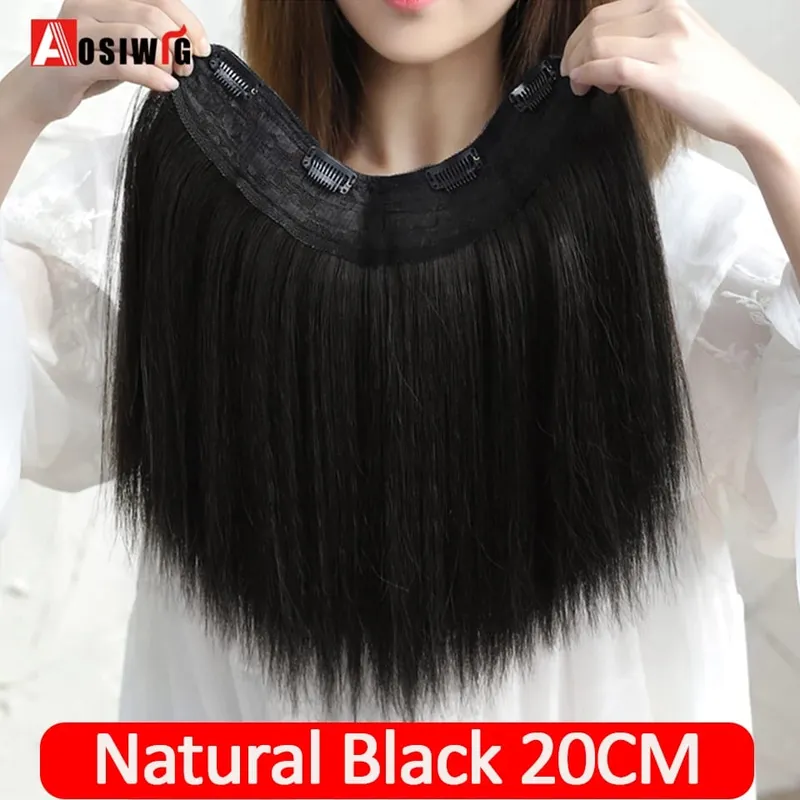 Synthetic Straight U-Shaped Hair Pad Clips In Hair Extensions Invisible Seamless Fluffy Hair Natural Fake Hair Pieces — image 8