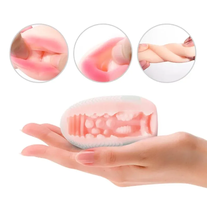 Cups Masturbator Egg Portable Stimulator Penis Massager Soft Rubber Adult Sex Toys for Men Realistic Vagina Pocket Pussy — image 4
