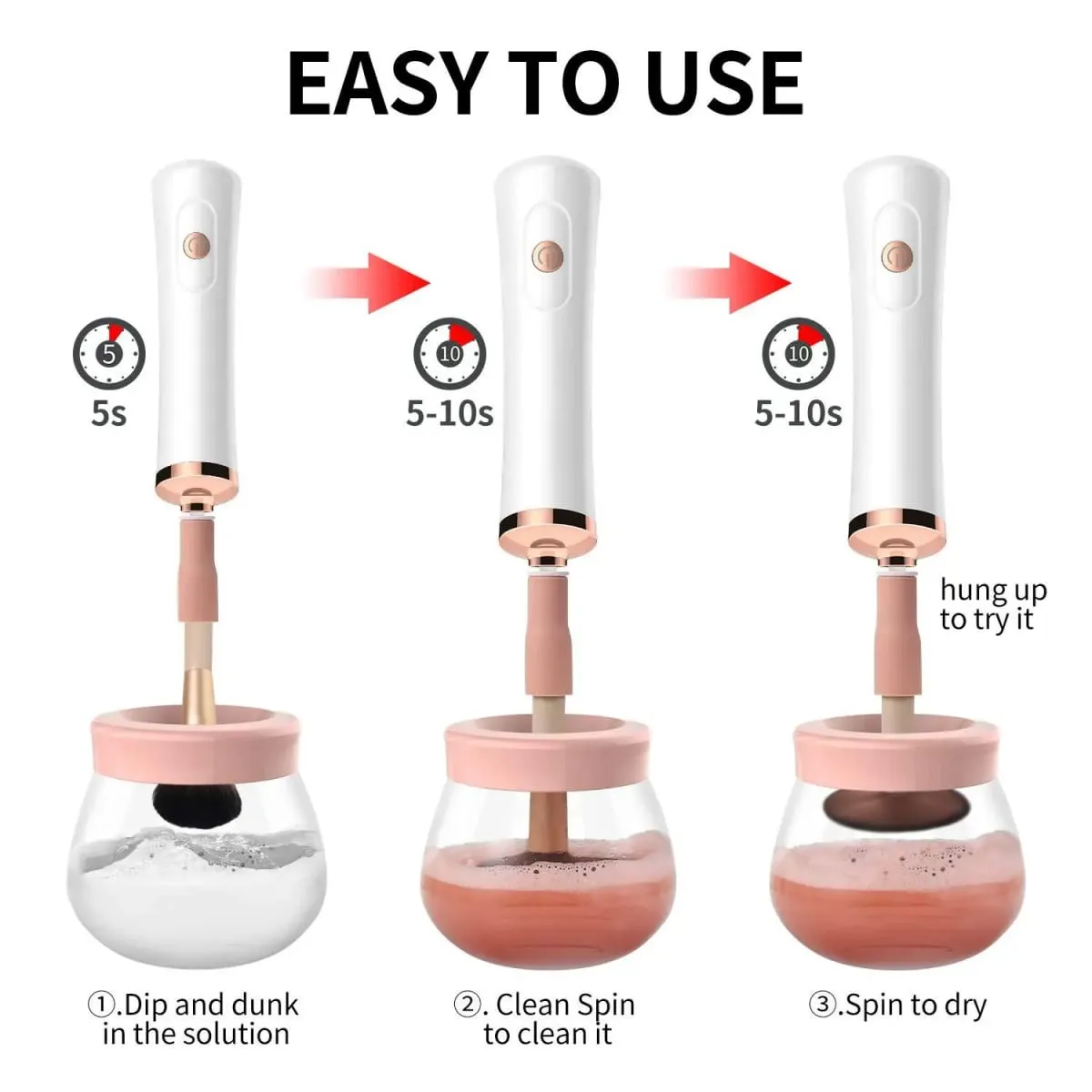 Professional 1PC Black/pink Electric Makeup Brush Cleaner Fast Washing Drying Make up Brushes Cleaning Makeup Brush Tools — image 6