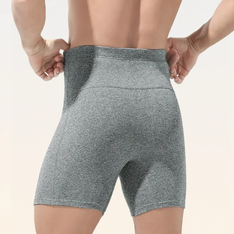 Men's High Waisted Belly-Control Underwear Plus Fat Plus Size Anti-Wear Leg Waist Protection Warm Fleece-Lined Thickeneded Sport — image 2