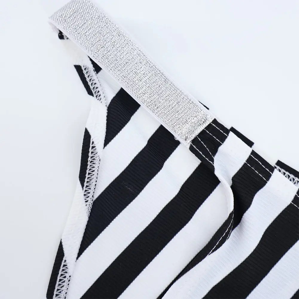 Comfortabele heren lingerie slips bikini zwart wit gestreept ondergoed sport casual man tanga slipje jockstrap zakje — image 3