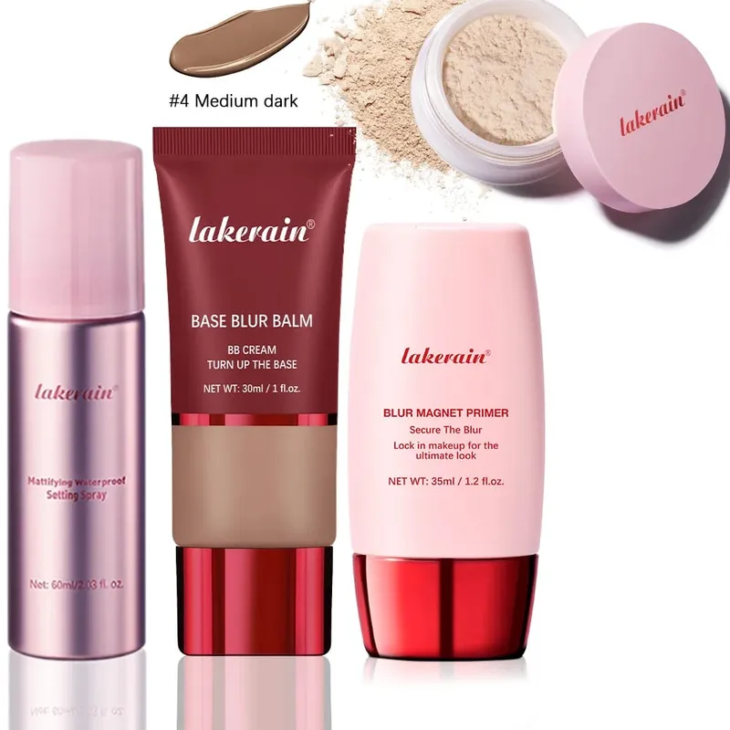 Ultimate Setting Powder Travel Size Set Blur Magnet Primer Setting Spray Base Blur Balm Waterproof Long-lasting Makeup Set