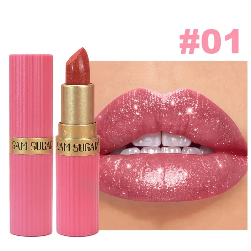 Metallic Velvet Lipstick Diamond Sparkle Pearlescent Fine Shimmer Waterproof Non Stick Cup Lip Makeup — image 7