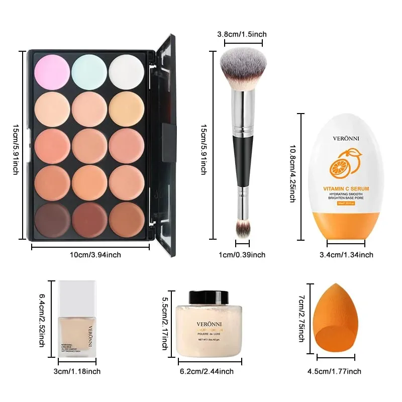 Face Makeup Set Liquid Foundation Loose Powder Primer Waterproof Long-lasting Full Coverage Concealer Women Cosmetics FaceMakeup